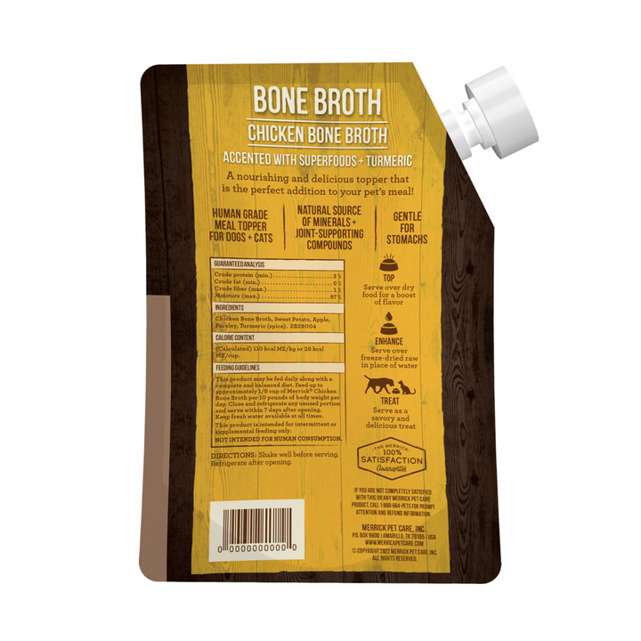 Merrick Grain Free Chicken Bone Broth Wet Dog Food Topper