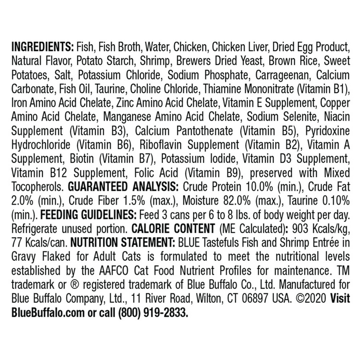 Blue Buffalo Tastefuls Adult Flaked Fish & Shrimp Entree in Gravy Wet Cat Food