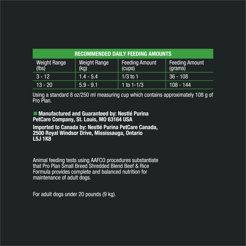 Purina Pro Plan Specialized Shredded Blend Beef & Rice Formula High Protein Small Breed Dry Dog Food