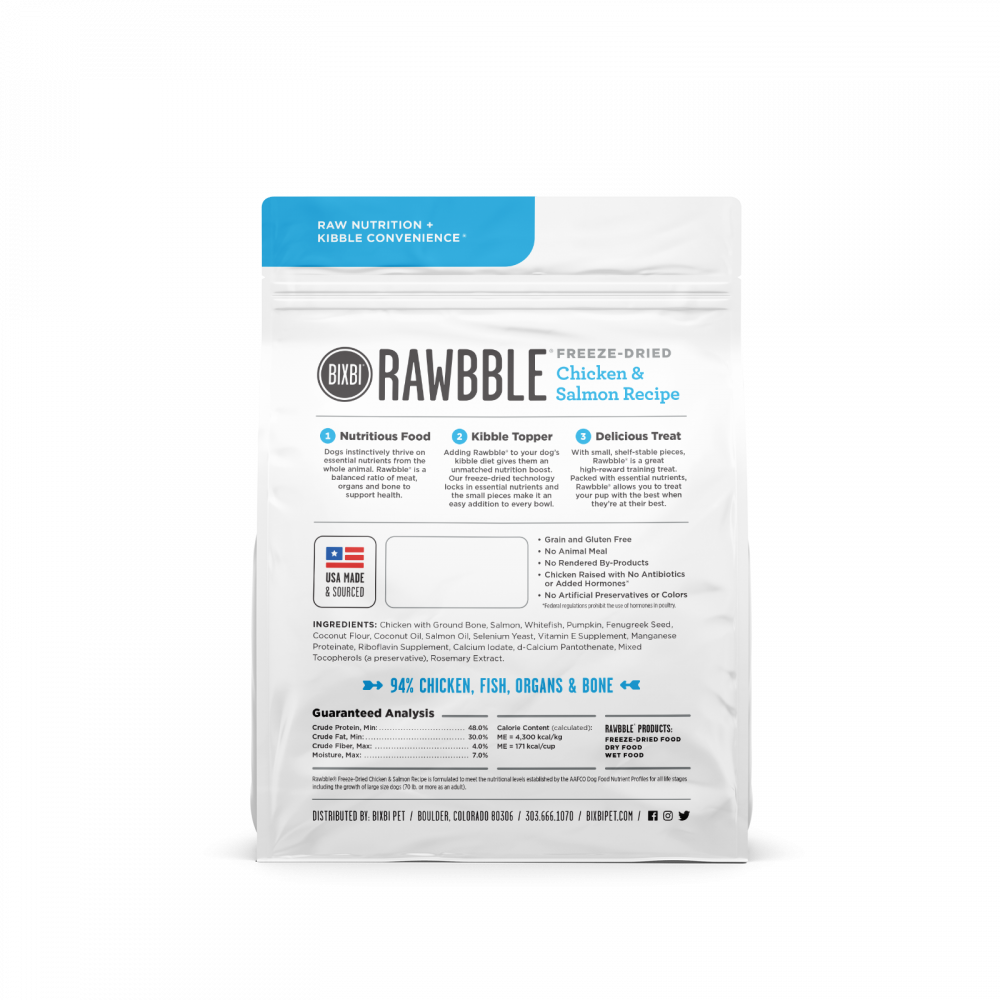 Bixbi Rawbble Freeze Dried Chicken & Salmon Dog Food