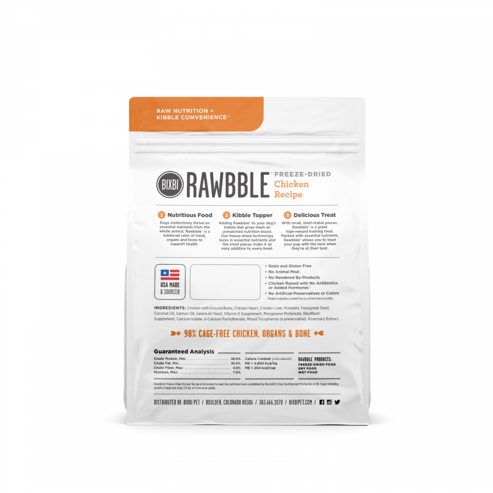 Bixbi Rawbble Freeze Dried Chicken Dog Food