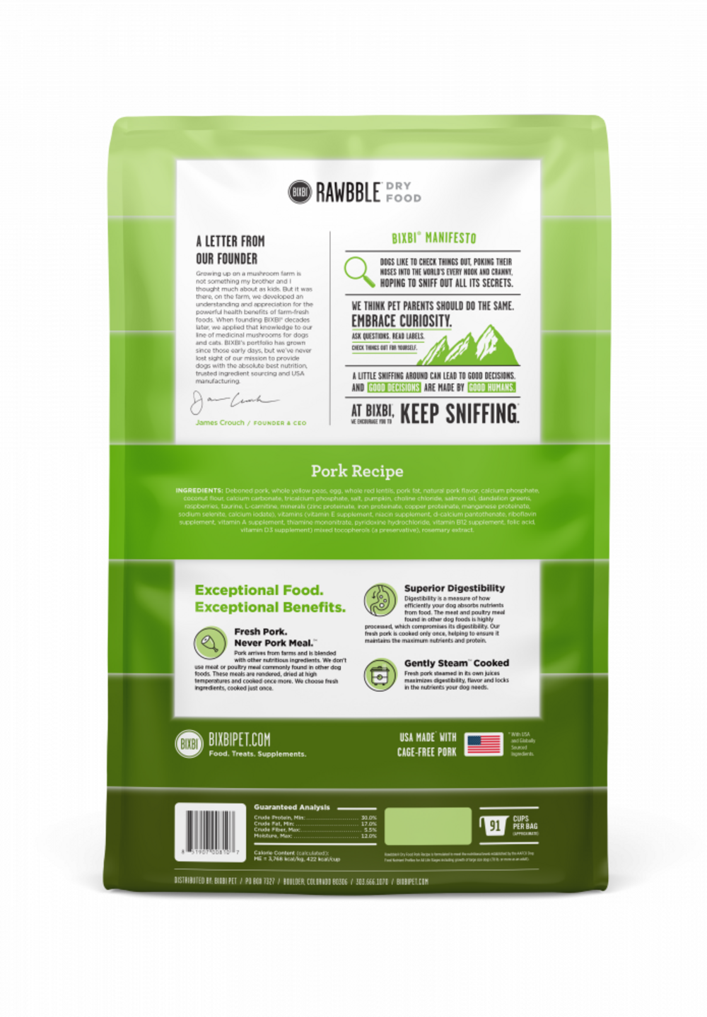 Bixbi Rawbble Kibble Grain Free Pork Dog Food