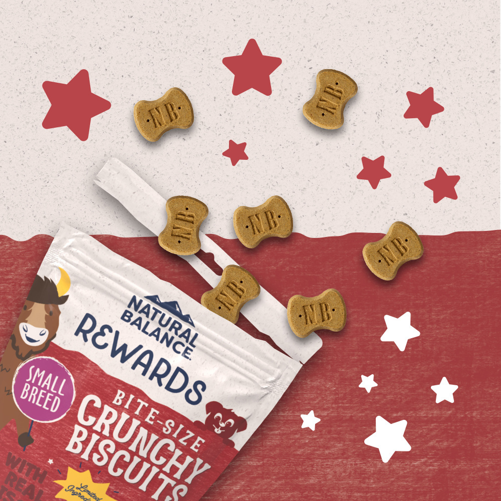 Natural Balance Rewards Crunchy Biscuits Dog Treats for Small Breeds with Real Bison