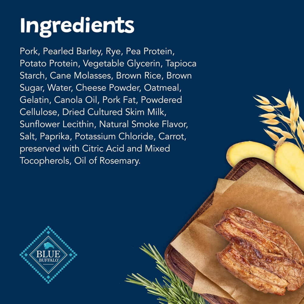 Blue Buffalo Sizzlers Natural Soft Dog Treats, Bacon-Style Soft-Moist Dog Treats with Real USA Pork, Original Flavor