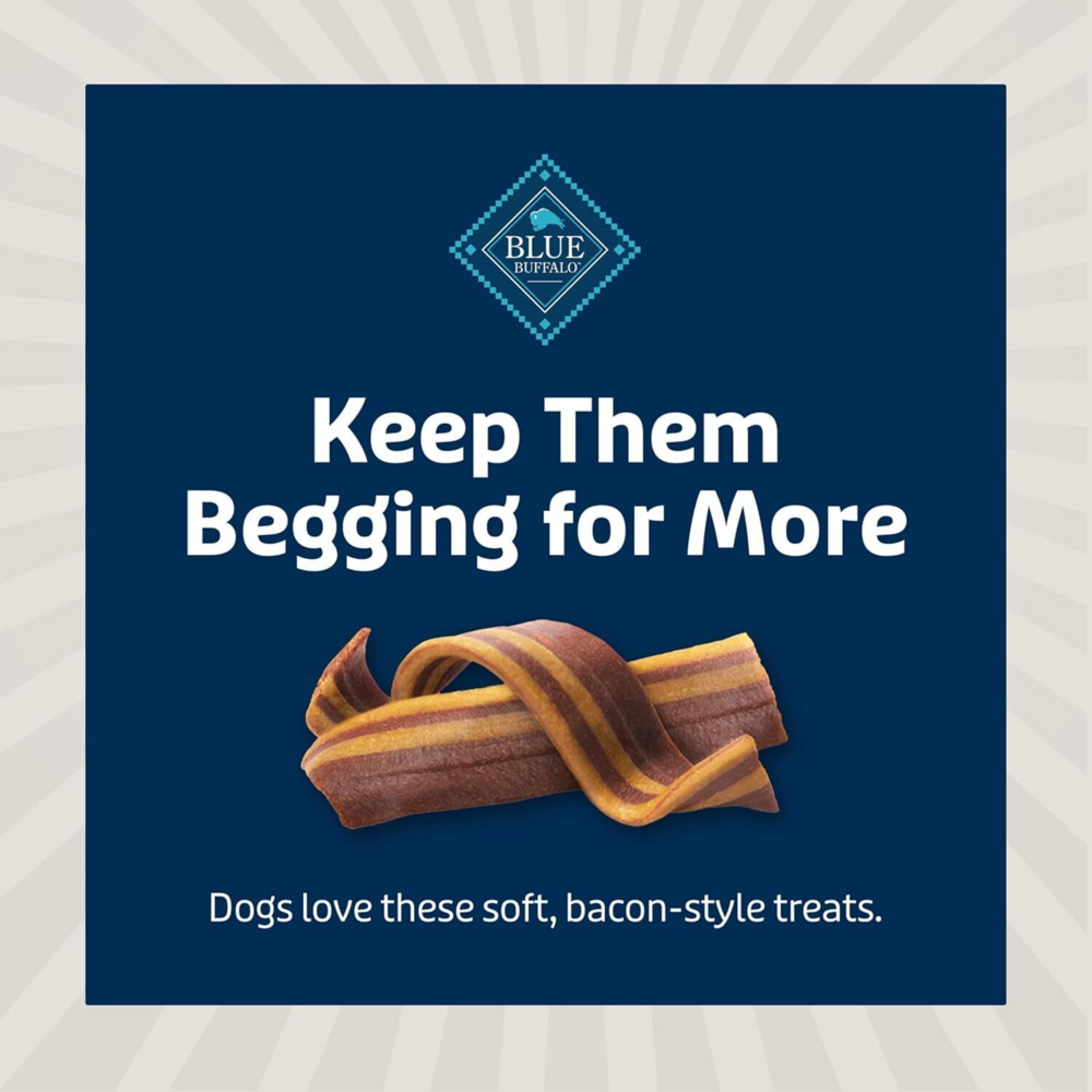 Blue Buffalo Sizzlers Natural Soft Dog Treats, Bacon-Style Soft-Moist Dog Treats with Real USA Pork, Original Flavor