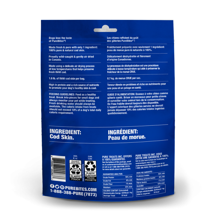 PureBites Gently Air Dried Cod Skin Jerky Dog Treats