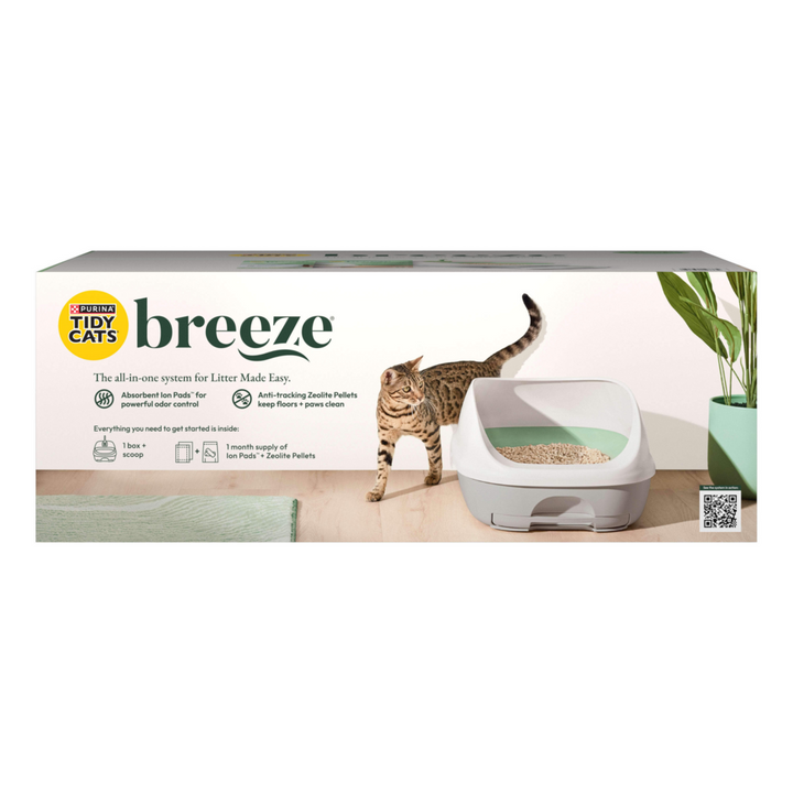 Purina Tidy Cats Litter Box System, Breeze System Starter Kit Litter Box, Litter Pellets & Pads