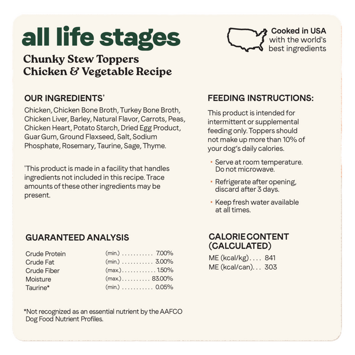Canidae All Life Stages Wet Dog Food, Chunky Stew Toppers, Chicken & Vegetable Recipe, 12.7 oz.