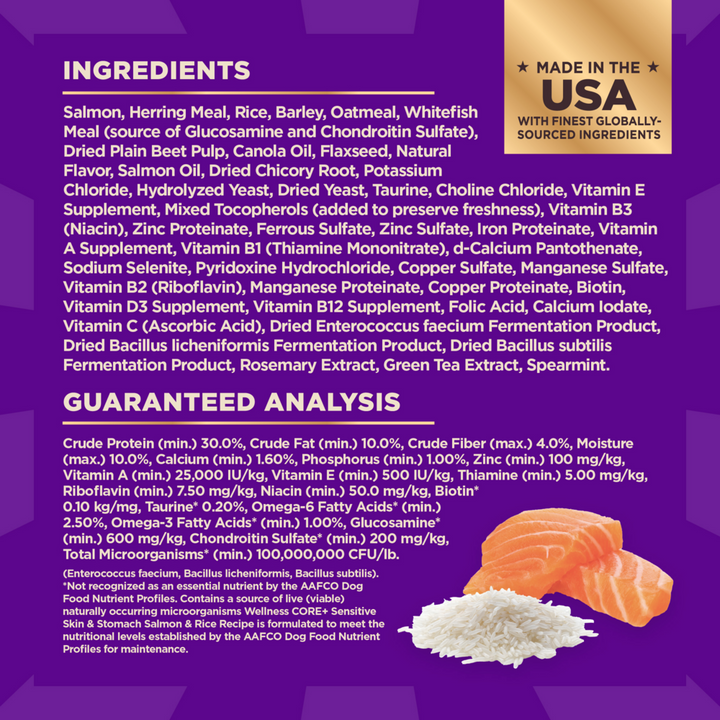 Wellness Core + Sensitive Skin & Stomach Salmon & Rice Dog Food