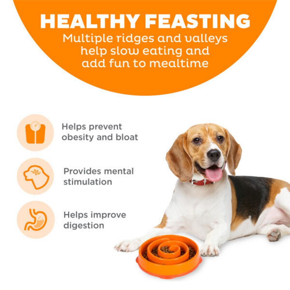 Outward Hound Fun Feeder Orange Swirl Dog Bowl