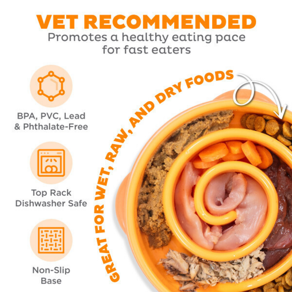 Outward Hound Fun Feeder Orange Swirl Dog Bowl